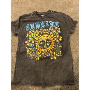 The Phluid Project Sublime Floral Black Washed Short Sleeve Tee Womans Size M